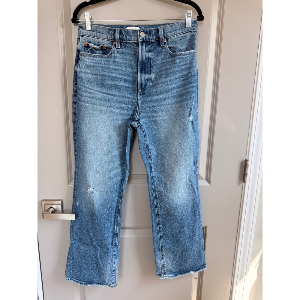 Pistola Womens High Rise Distressed Cropped Straight Leg Jeans Medium Wash 29